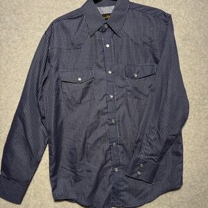 Liquidwest Mens Western Pearl Snap Shirt Navy Blue White Micro Dot Small Lng Slv